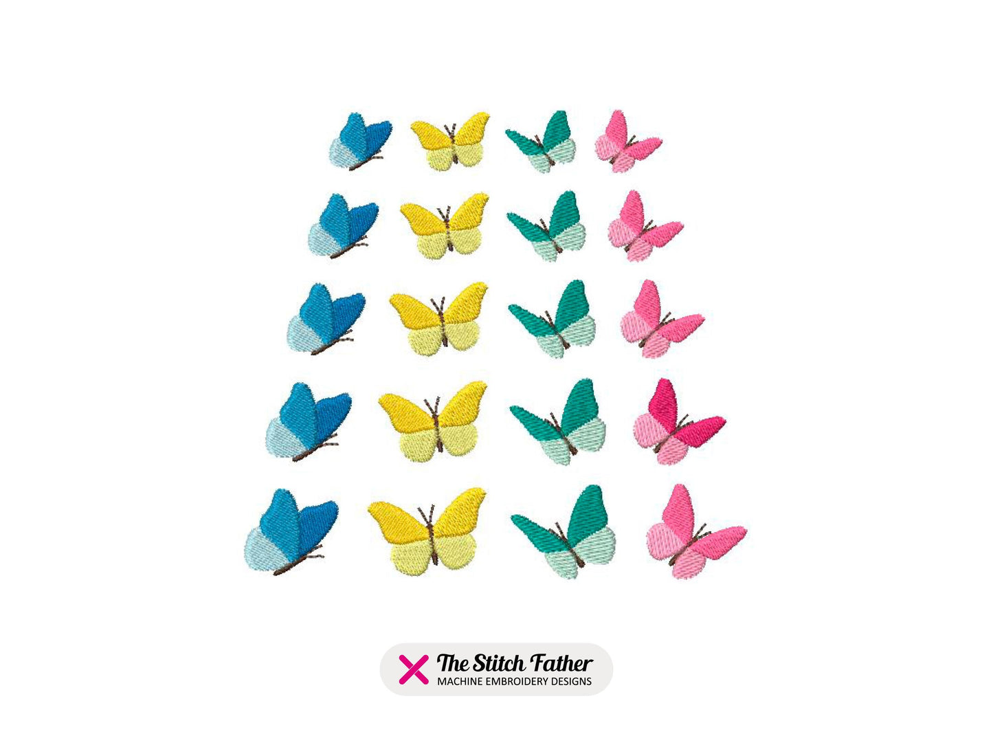 Butterflies Horizontal Layout Machine Embroidery design - 5 sizes - INSTANT DOWNLOAD