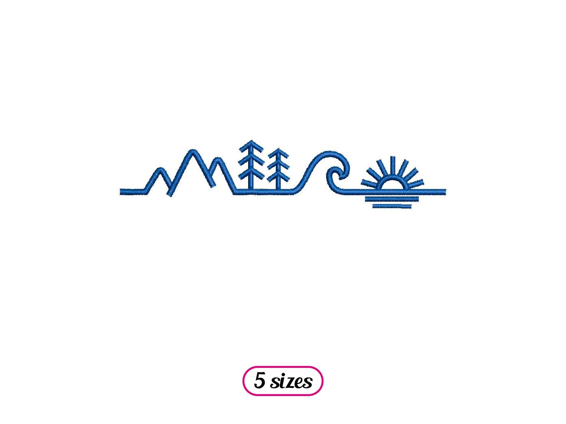 Mountain Sea Logo Machine Embroidery design - 5 sizes - INSTANT DOWNLOAD