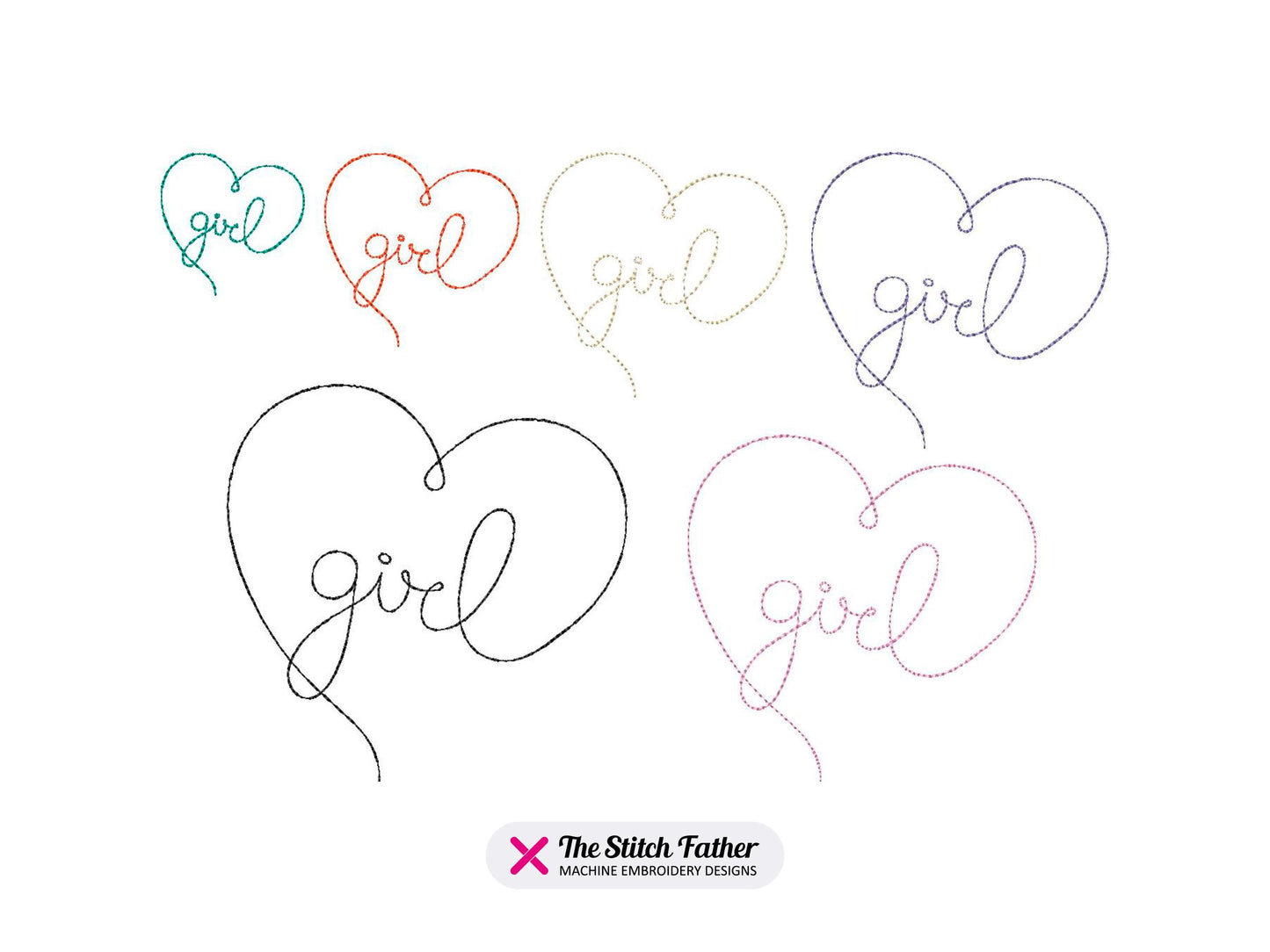 Heart Baby Girl Machine Embroidery design - 6 sizes - INSTANT DOWNLOAD