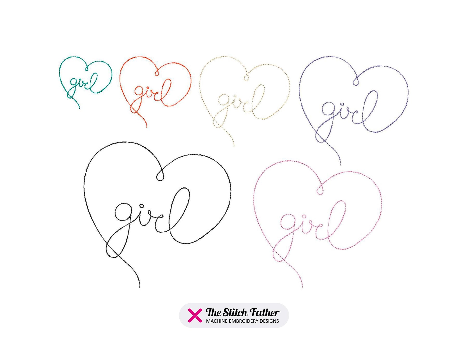 Heart Baby Girl Machine Embroidery design - 6 sizes - INSTANT DOWNLOAD