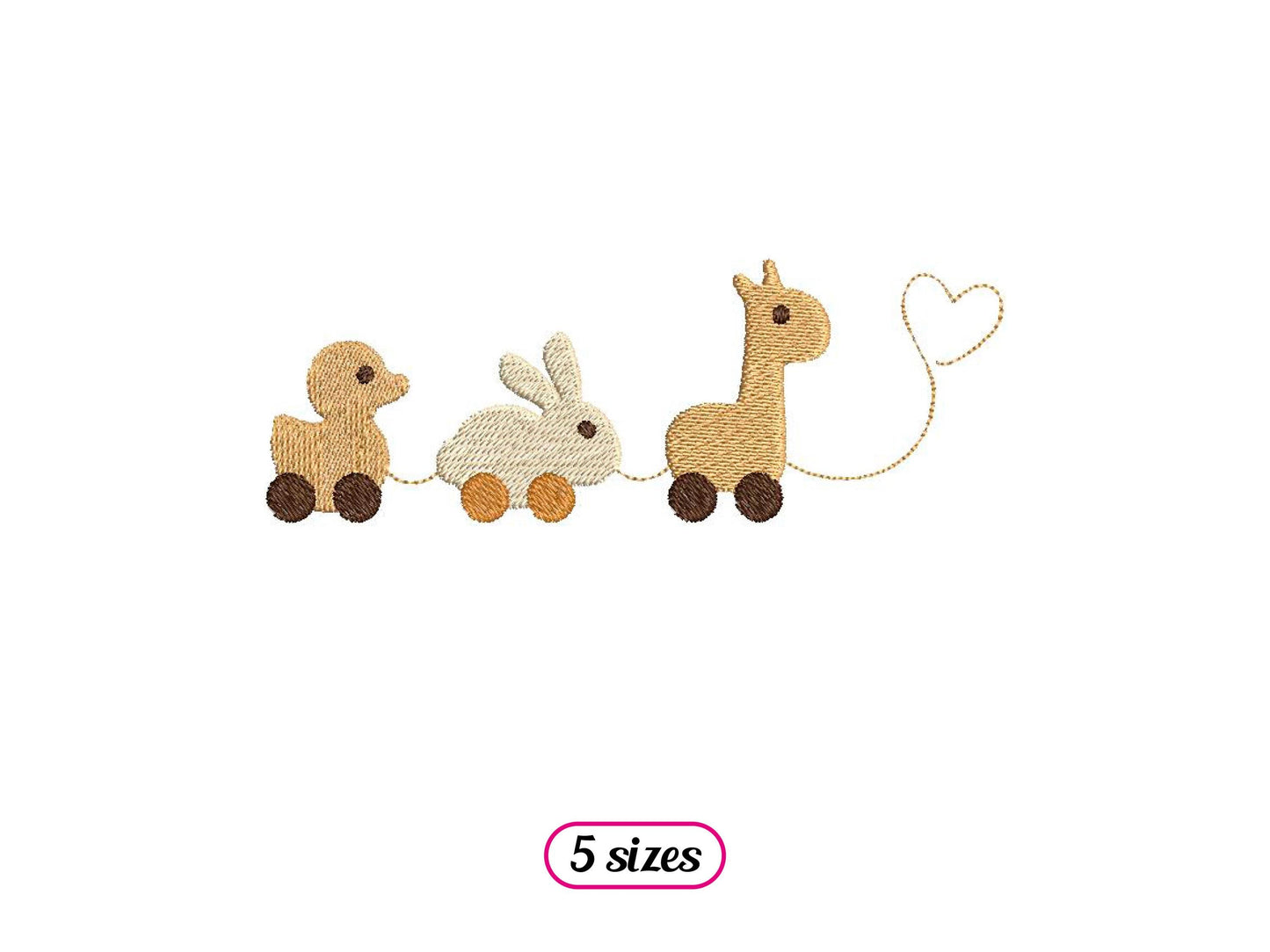 Toy Animal Train Machine Embroidery design - 5 sizes - INSTANT DOWNLOAD