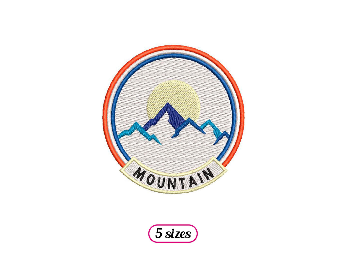 Mountain Badge Style Machine Embroidery design - 5 sizes - INSTANT DOWNLOAD