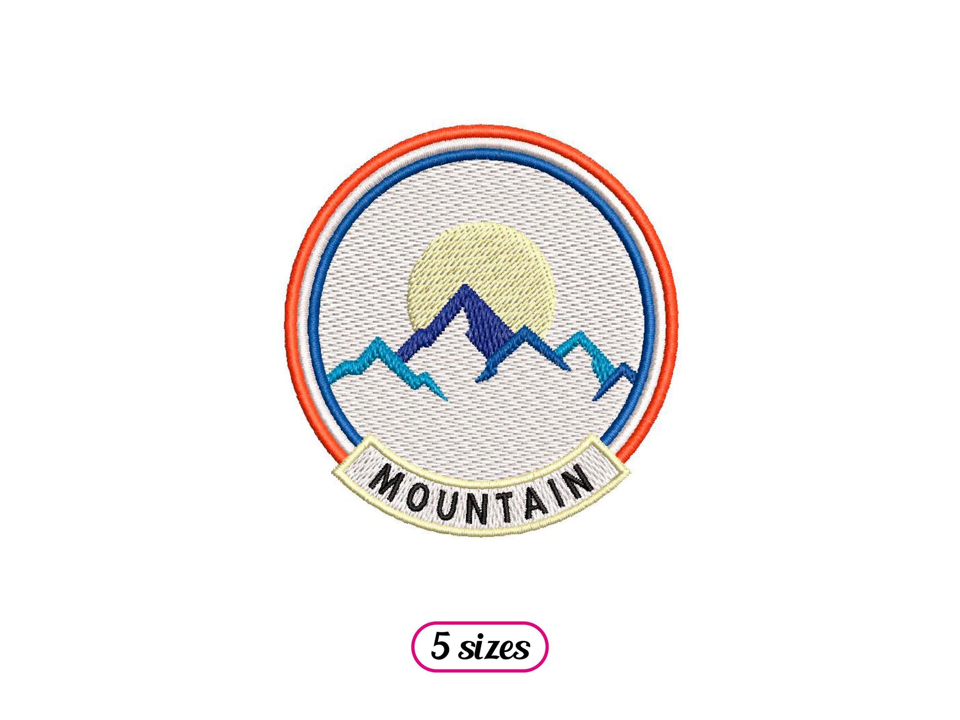 Mountain Badge Style Machine Embroidery design - 5 sizes - INSTANT DOWNLOAD