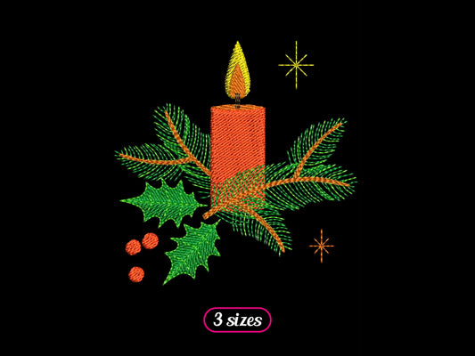 Christmas Candle Fir Tree Branches