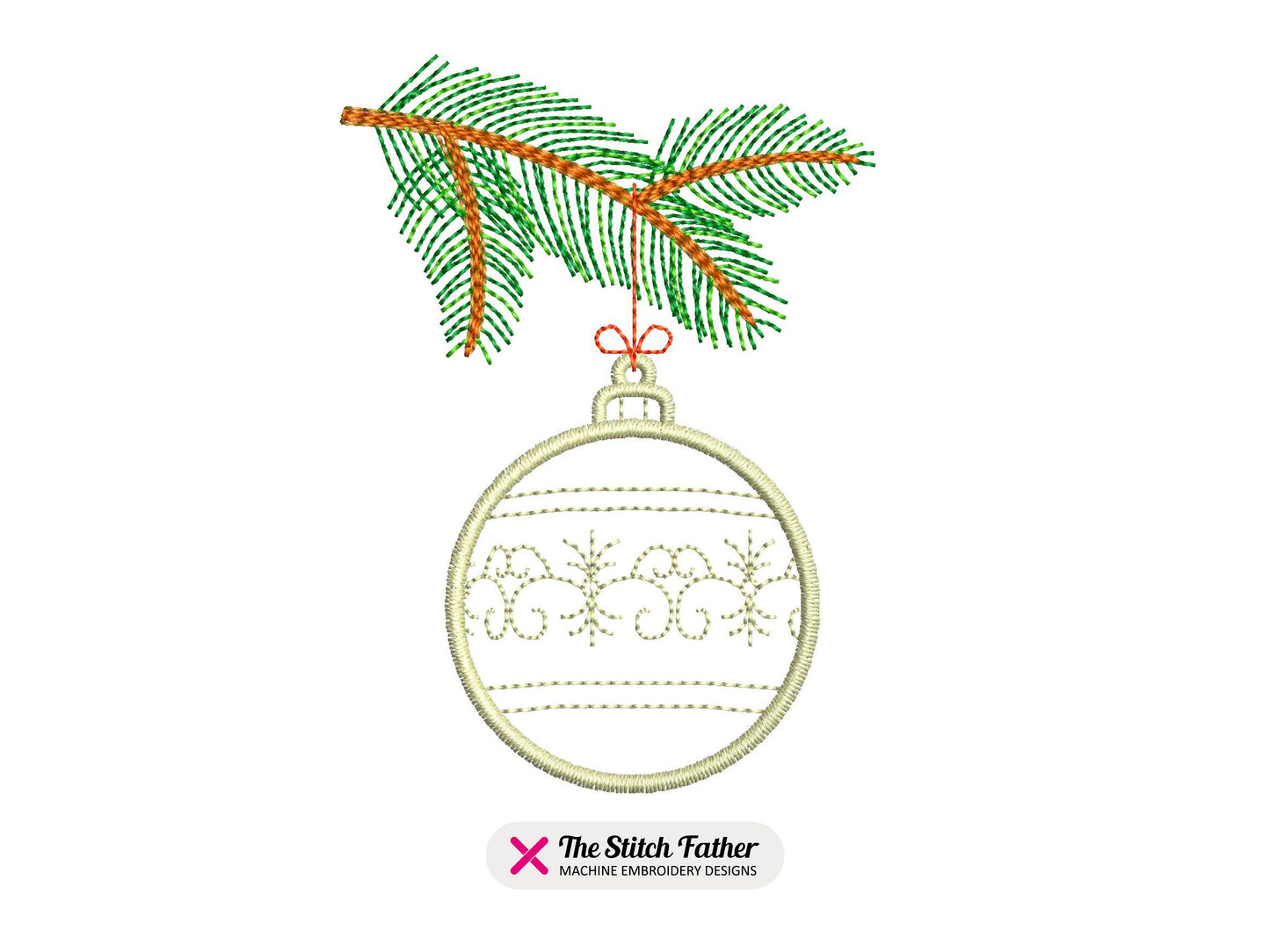 Fir Tree Branch with Christmas Bauble