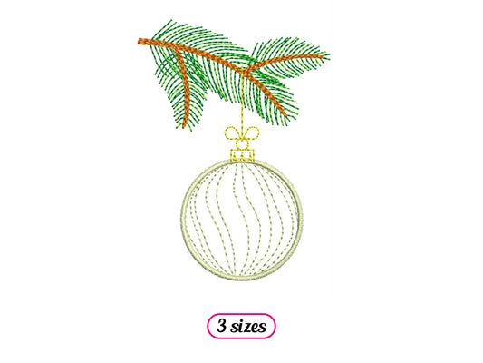 Vintage Round Bauble on Fir Tree