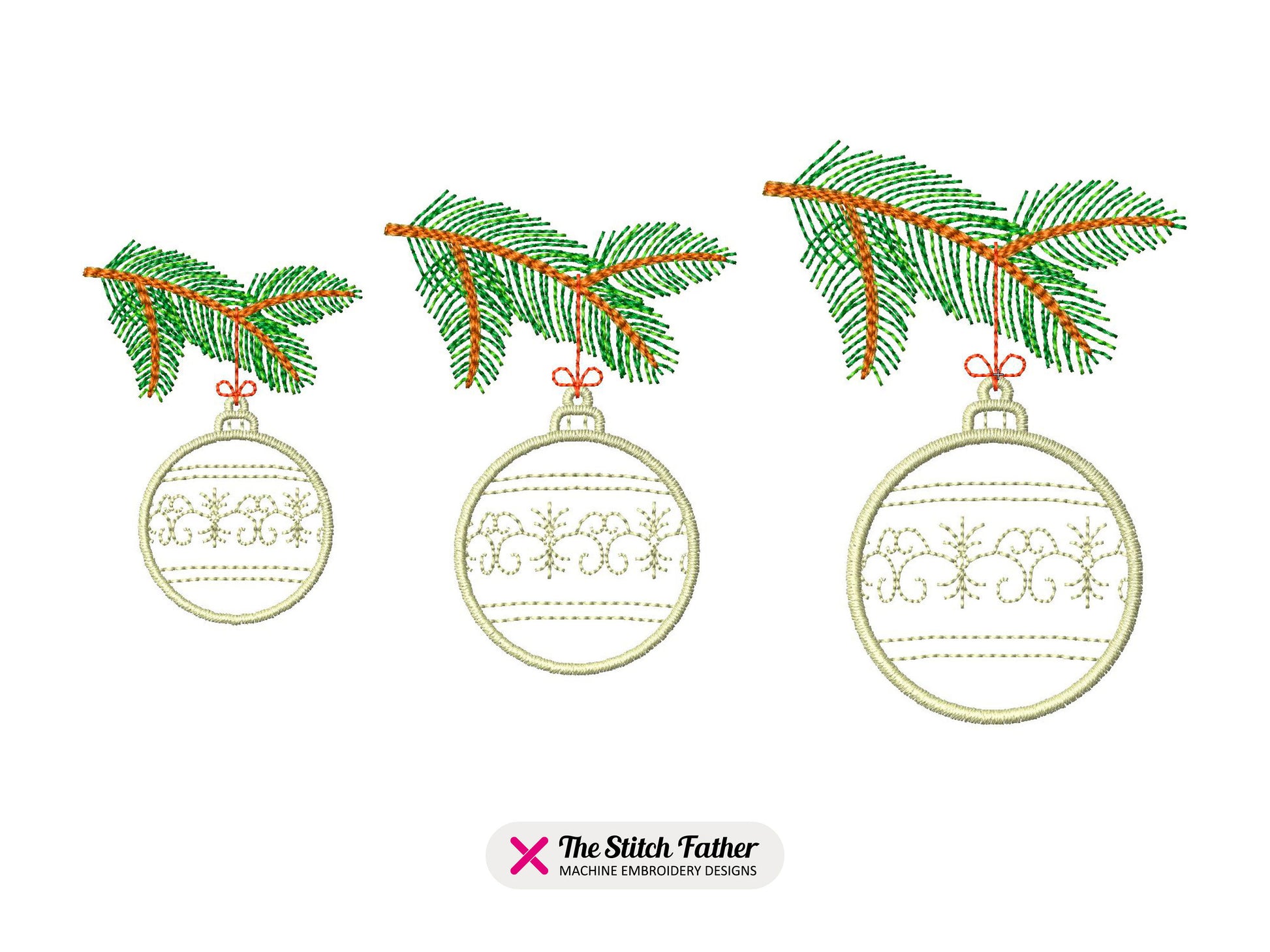 Fir Tree Branch with Christmas Bauble