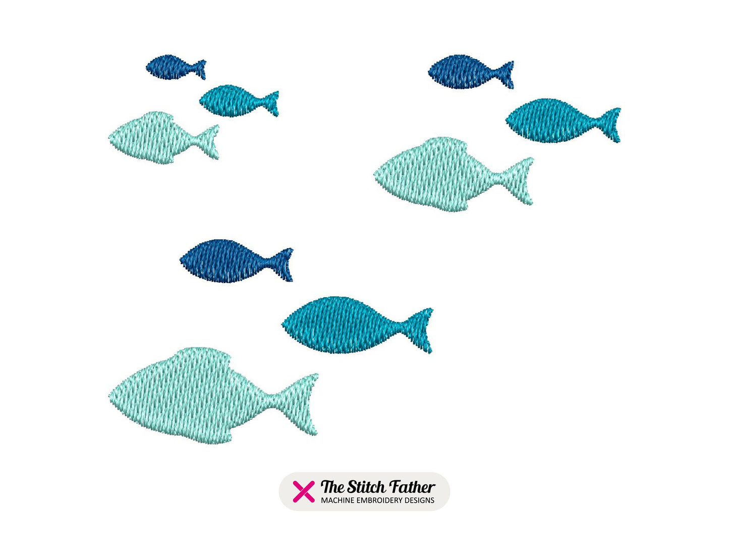 Mini Fishes Machine Embroidery design - 3 sizes - INSTANT DOWNLOAD