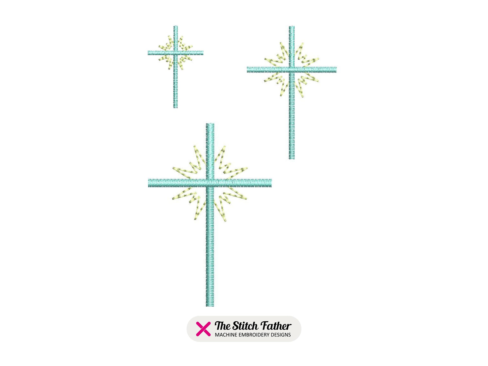Mini Christian Cross Embroidery design – Religious Cross Divine Light – Religion Baptism Communion – Satin Quick Stitch - INSTANT DOWNLOAD