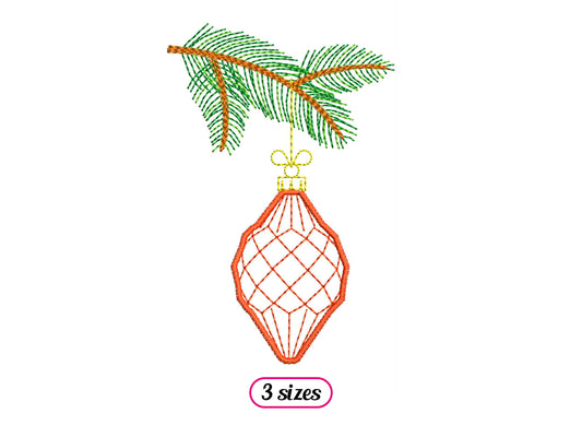 Vintage Oval Bauble on Fir Tree