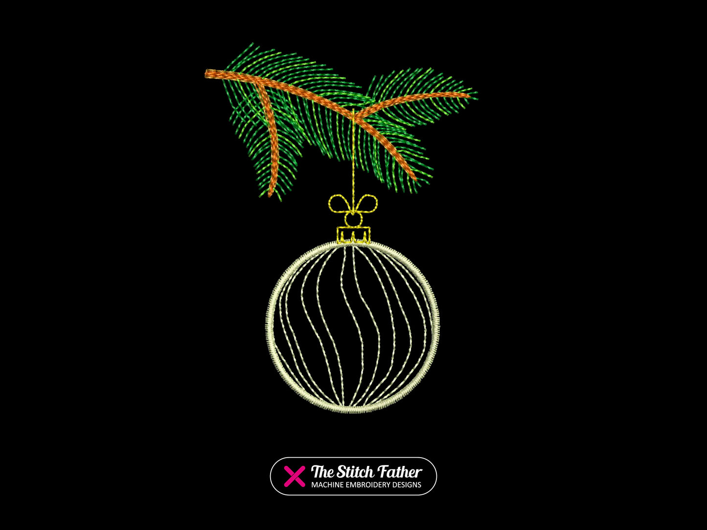 Vintage Round Bauble on Fir Tree