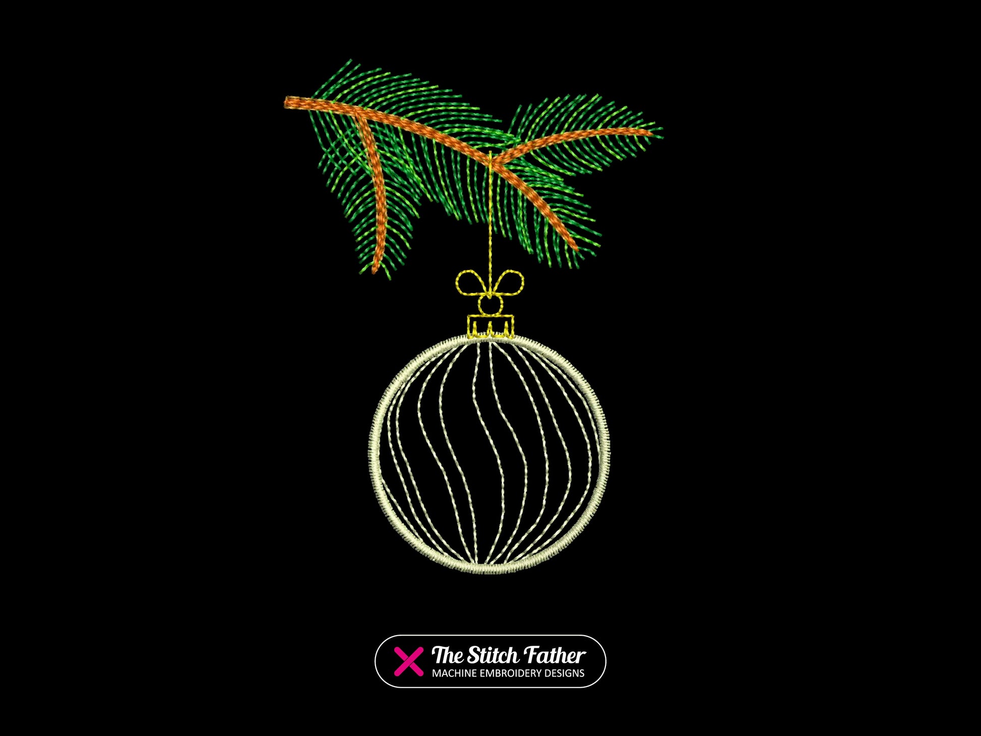 Vintage Round Bauble on Fir Tree