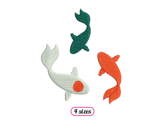Three Koi Carp Swimming