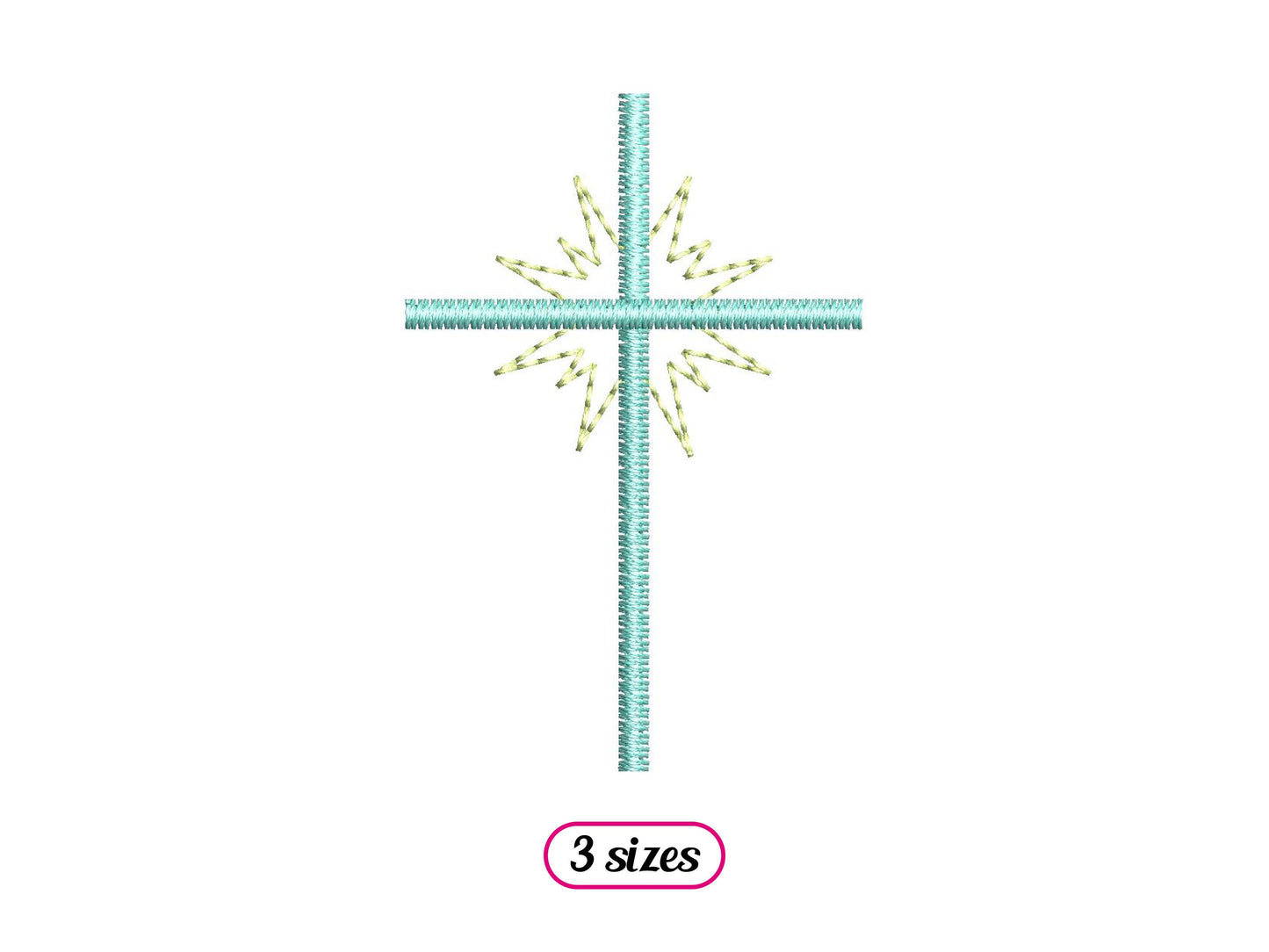 Mini Christian Cross Embroidery design – Religious Cross Divine Light – Religion Baptism Communion – Satin Quick Stitch - INSTANT DOWNLOAD