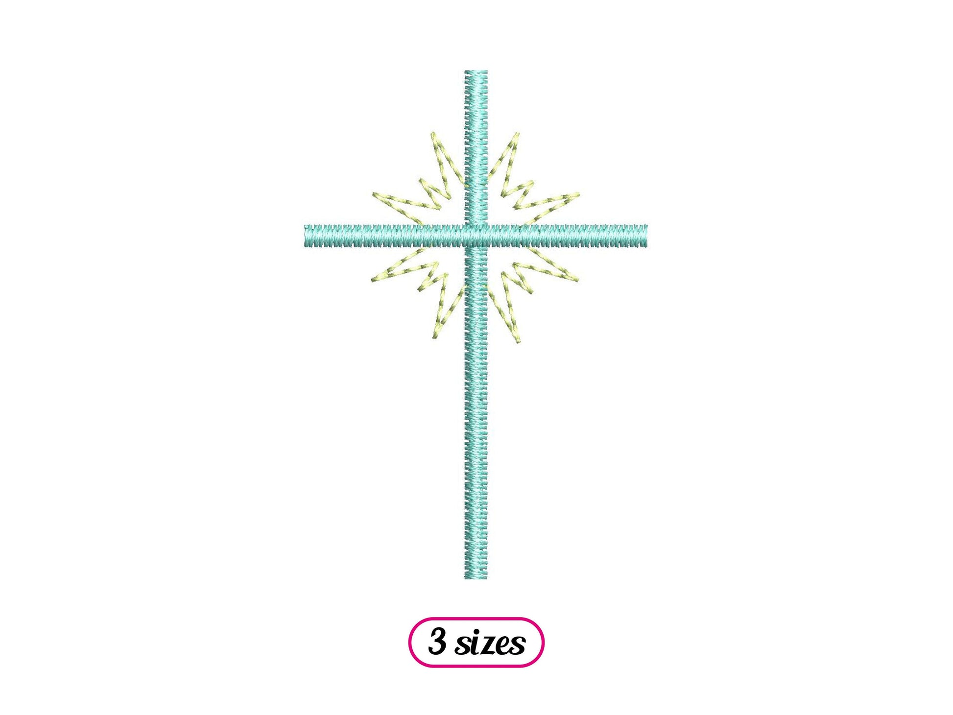 Mini Christian Cross Embroidery design – Religious Cross Divine Light – Religion Baptism Communion – Satin Quick Stitch - INSTANT DOWNLOAD
