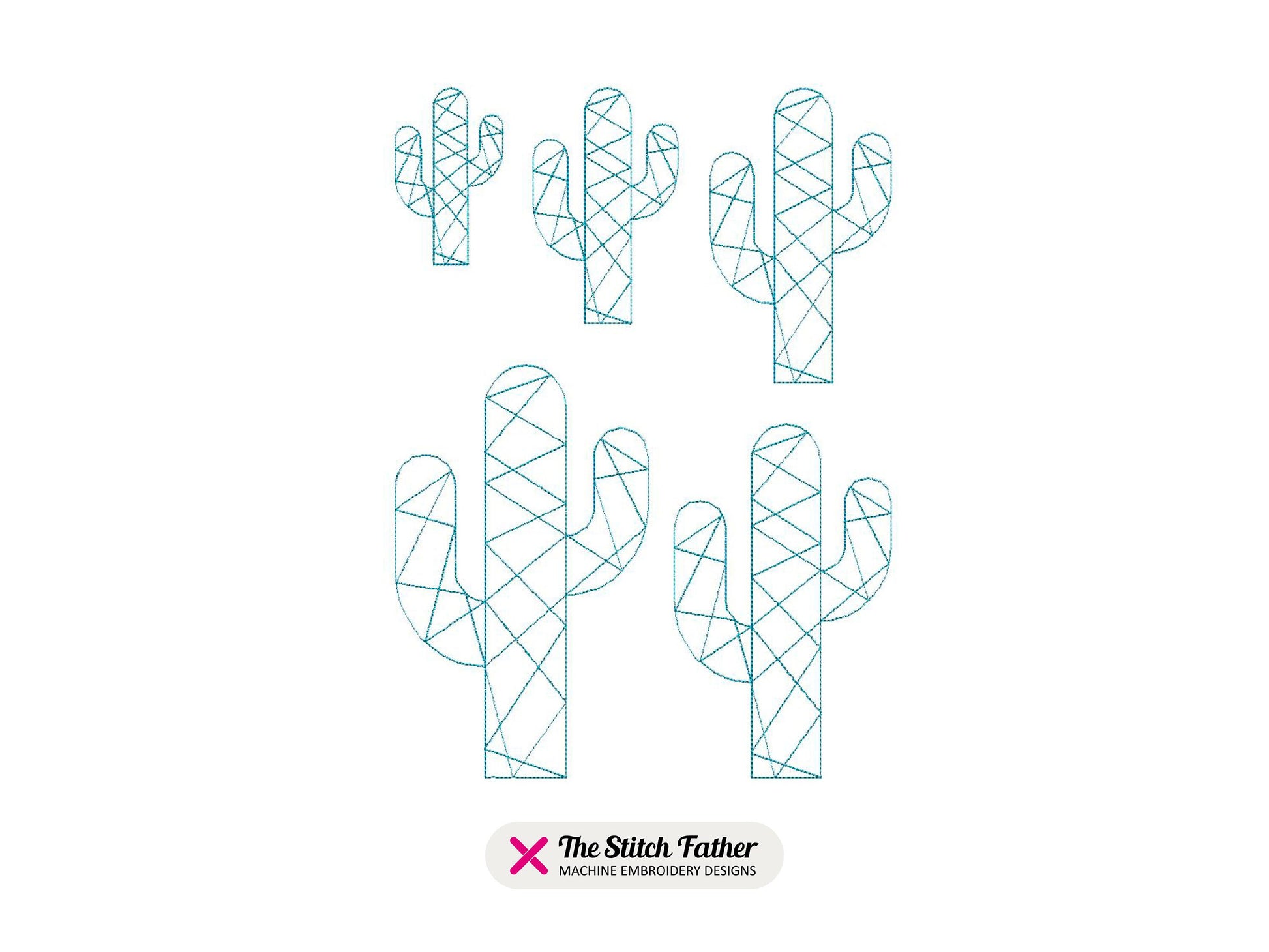 Cactus Origami – Mini Indian Cactus Boho Running Stitch Embroidery - INSTANT DOWNLOAD embroidery digital file - 5 sizes