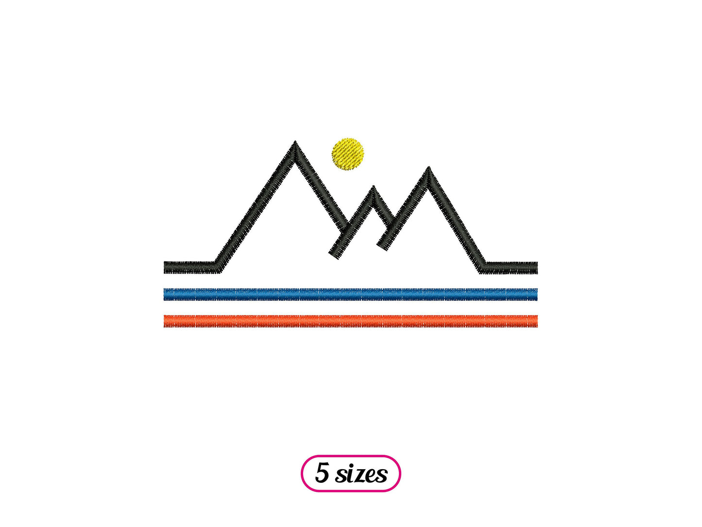 Striped Mountains with Sun Logo