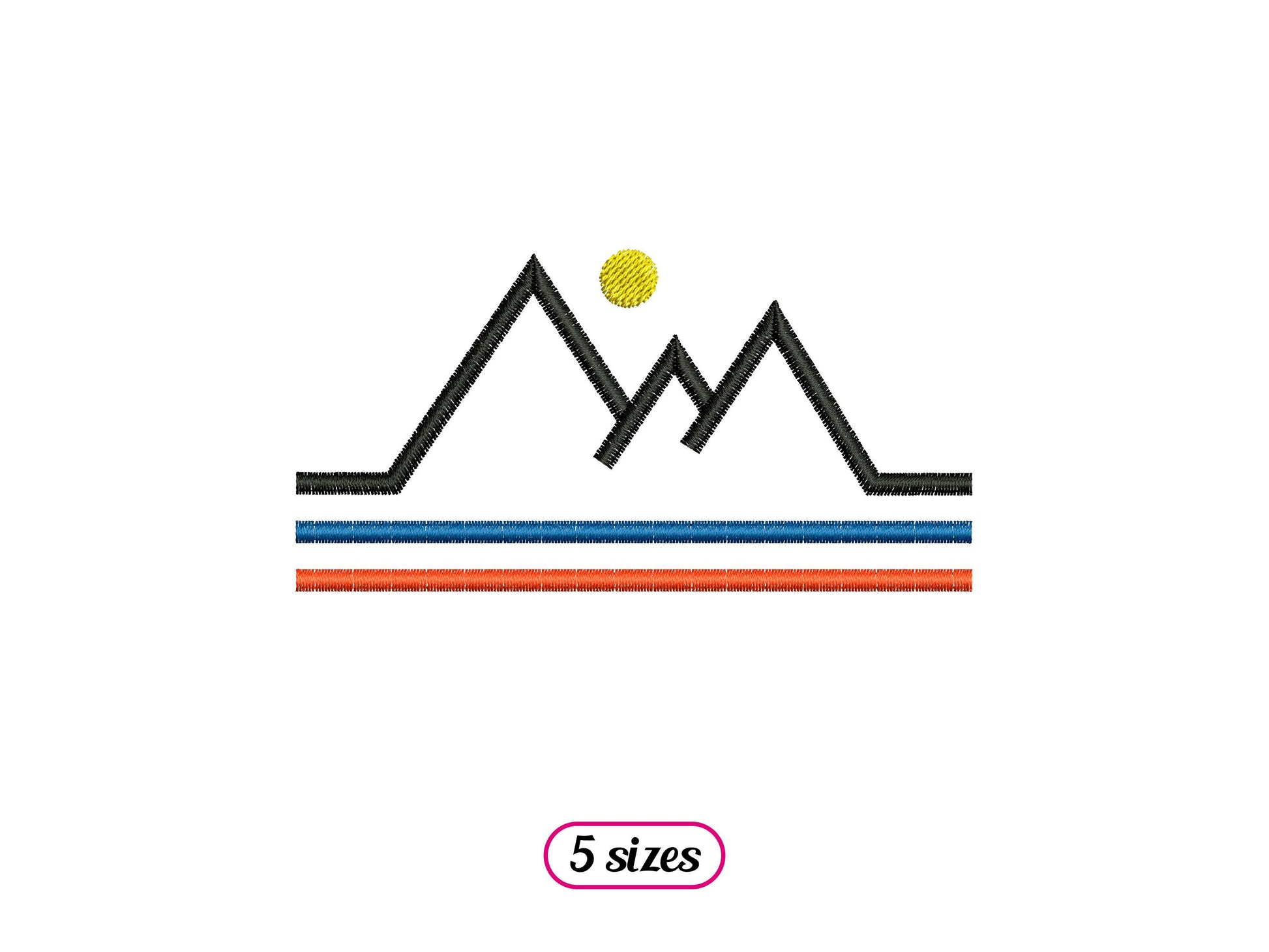 Striped Mountains with Sun Logo