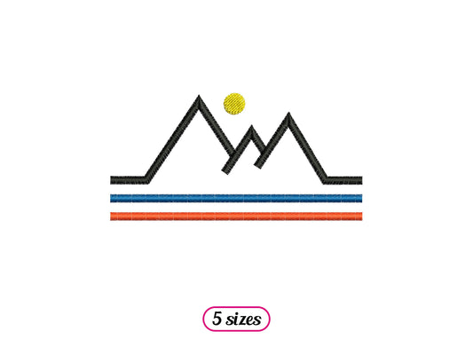 Striped Mountains with Sun Logo