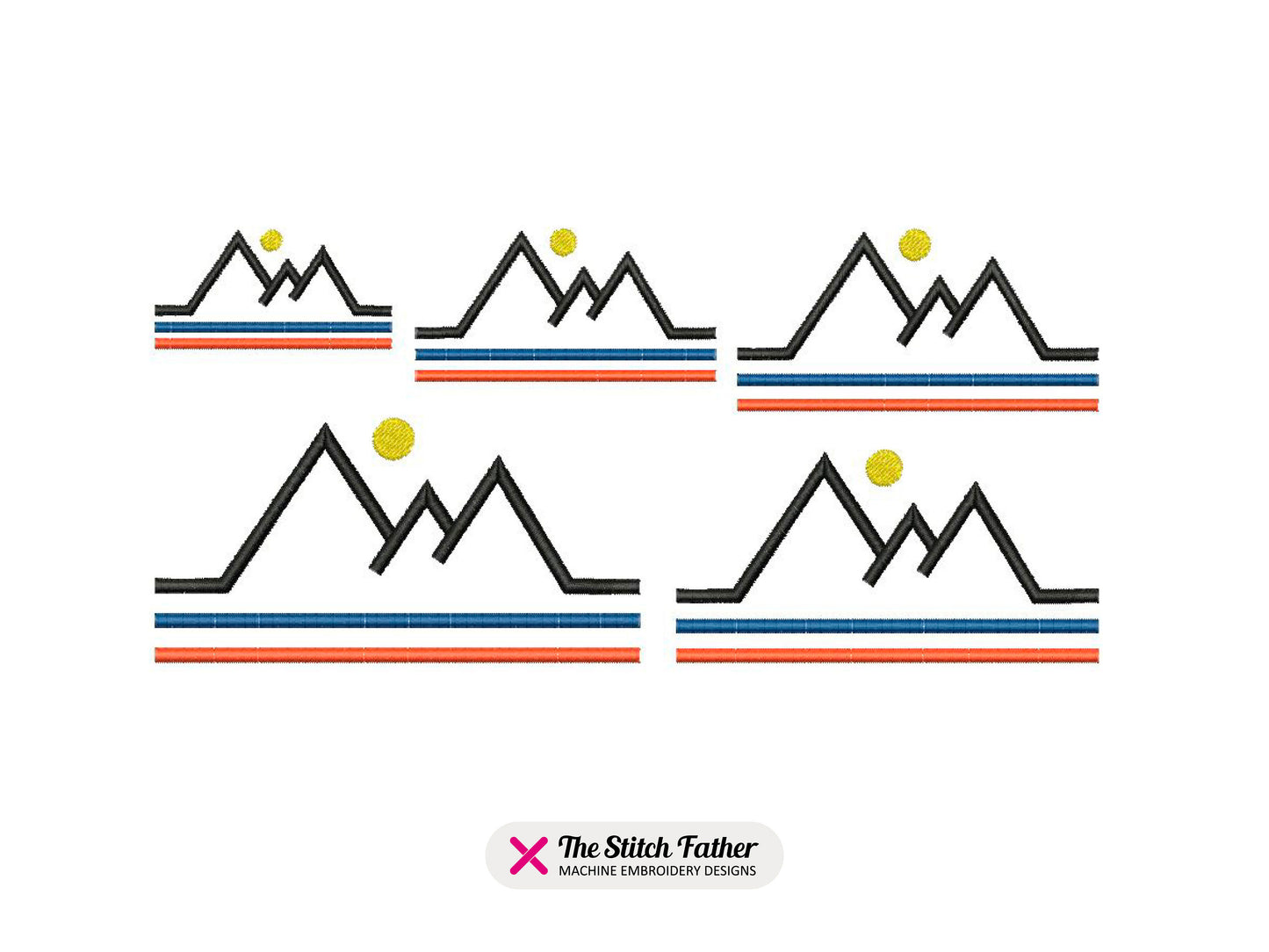 Striped Mountains with Sun Logo