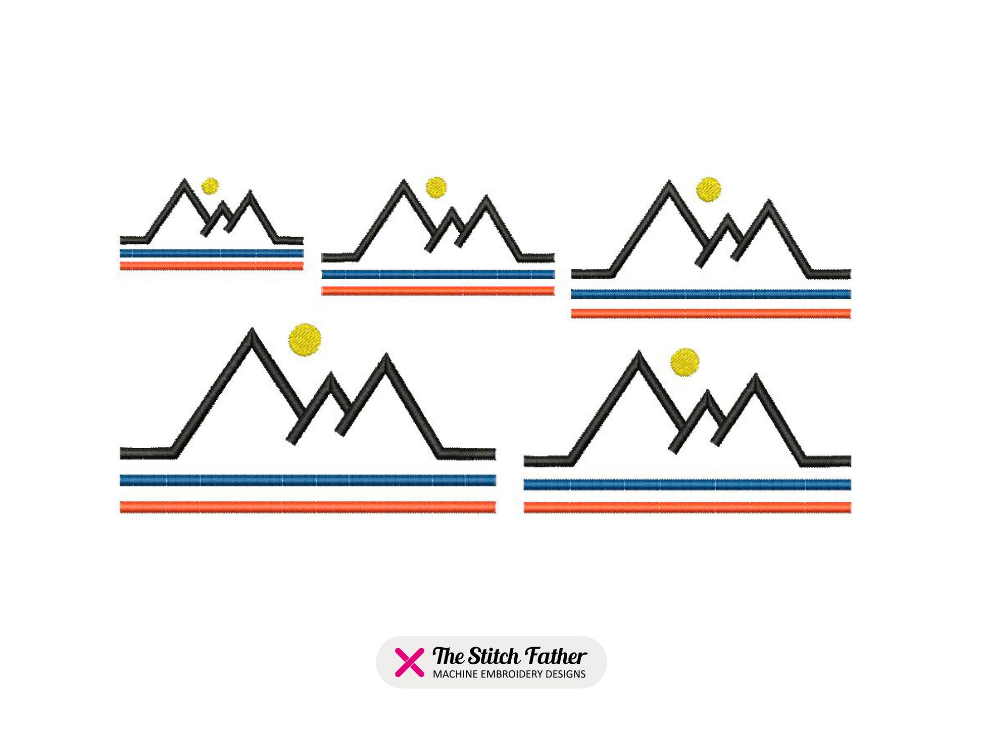 Striped Mountains with Sun Logo