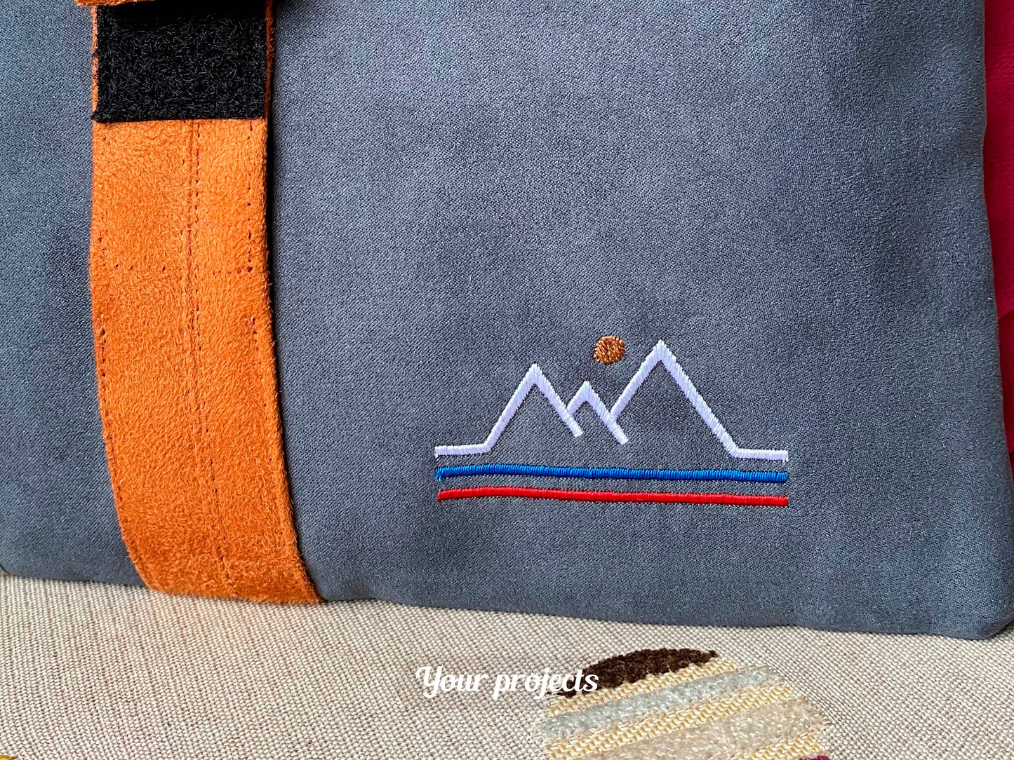 Striped Mountains with Sun Logo