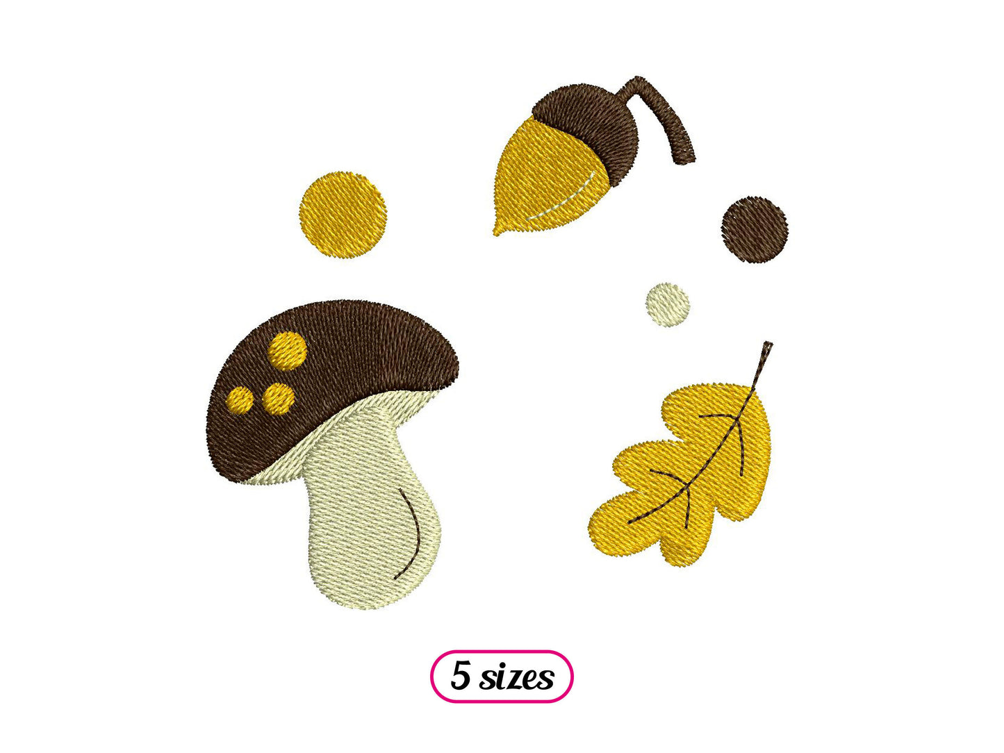 Autumn Pattern, Mushroom, Oak Leaf and Acorn
