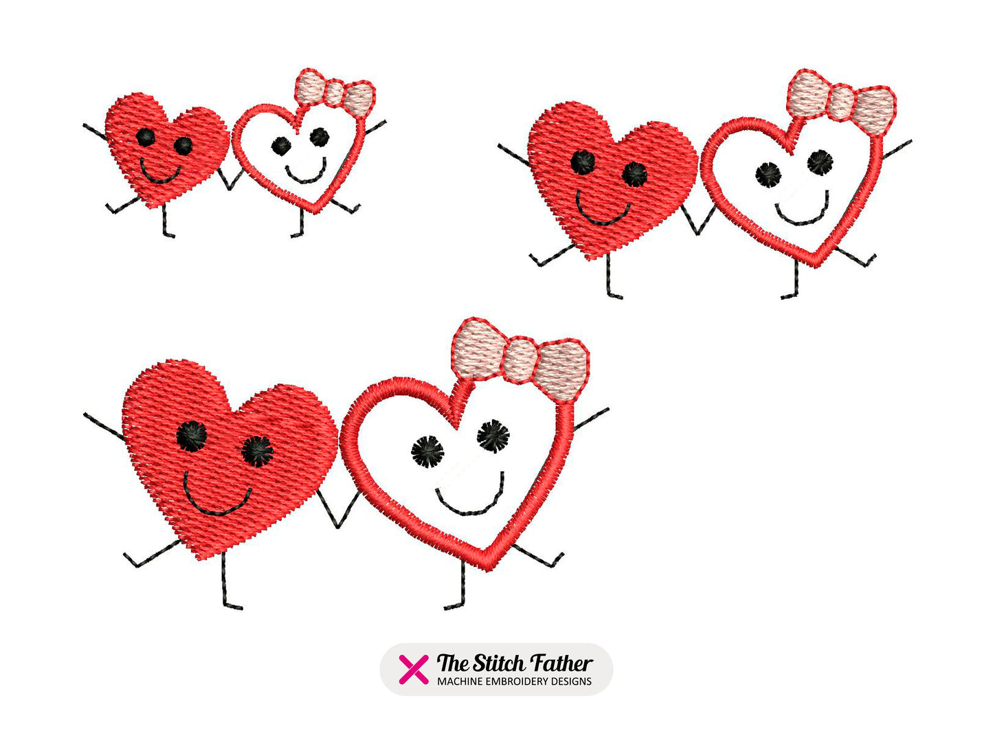Mini Valentine Hearts Embroidery design – Cute Romantic Heart Couple Love Kawaii – Lovers – Valentine Day Date - INSTANT DOWNLOAD File