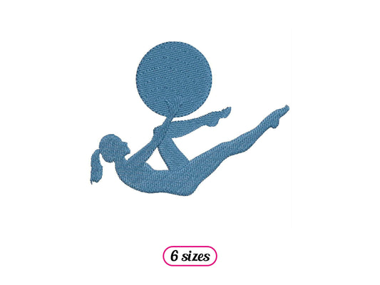 Gym Ball Lying Silhouette Machine Embroidery design - 6 sizes - INSTANT DOWNLOAD