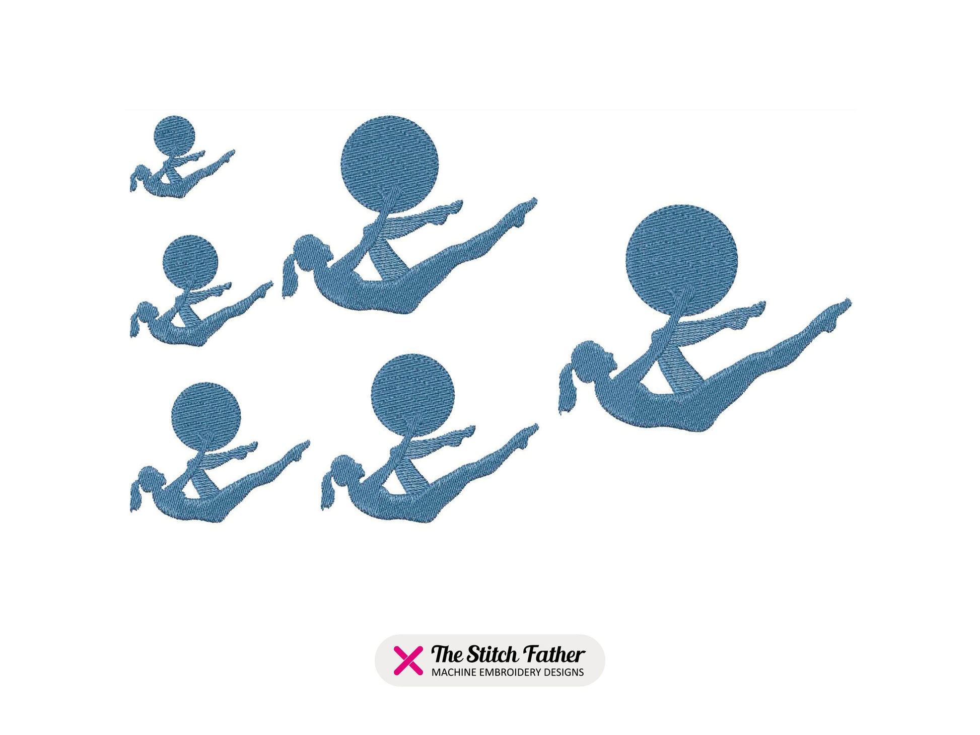 Gym Ball Lying Silhouette Machine Embroidery design - 6 sizes - INSTANT DOWNLOAD