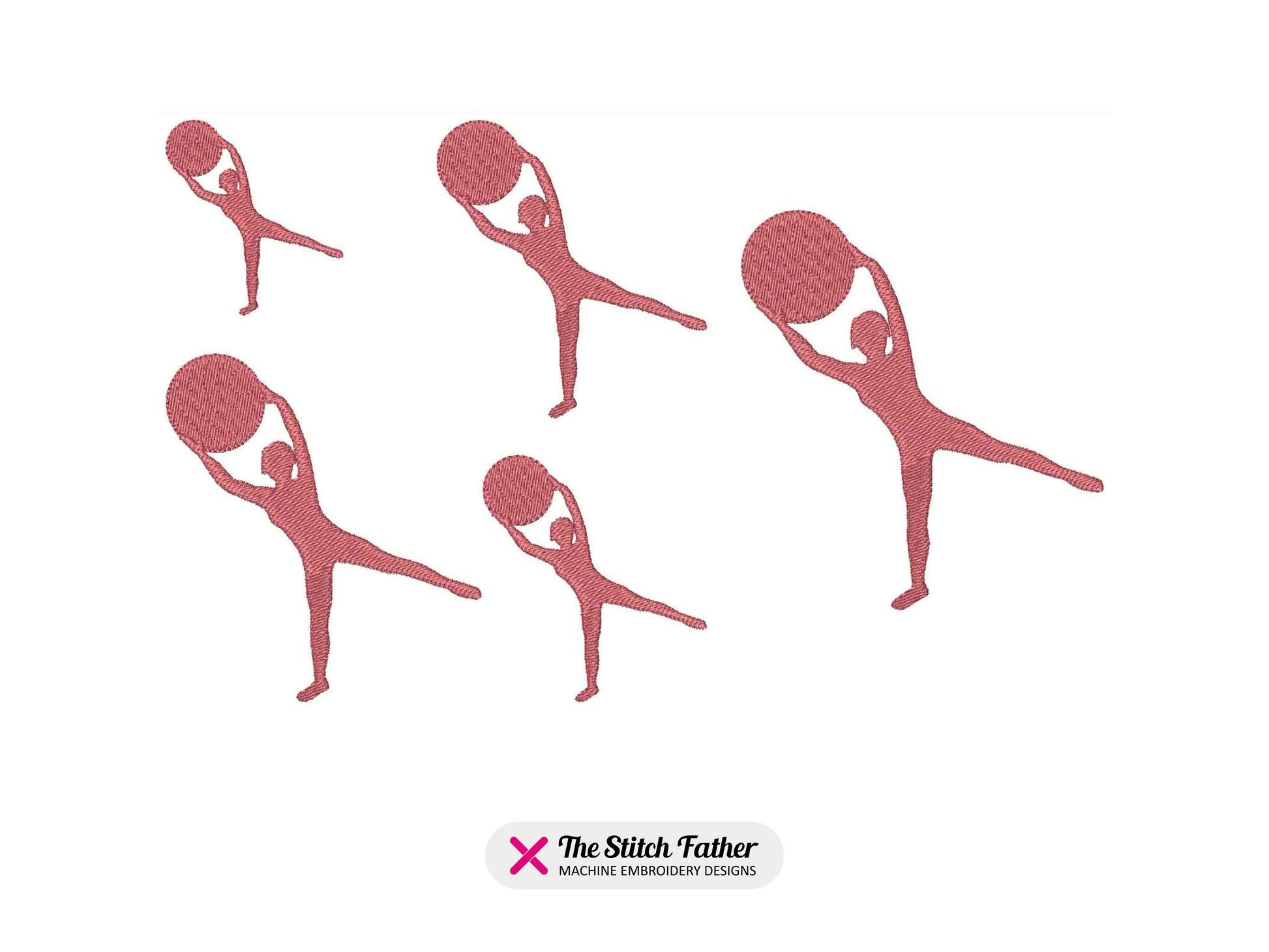 Gym Ball Standing Silhouette Machine Embroidery design - 5 sizes - INSTANT DOWNLOAD