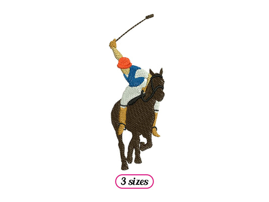 Polo Player on Horse Machine Embroidery design - 3 sizes - INSTANT DOWNLOAD