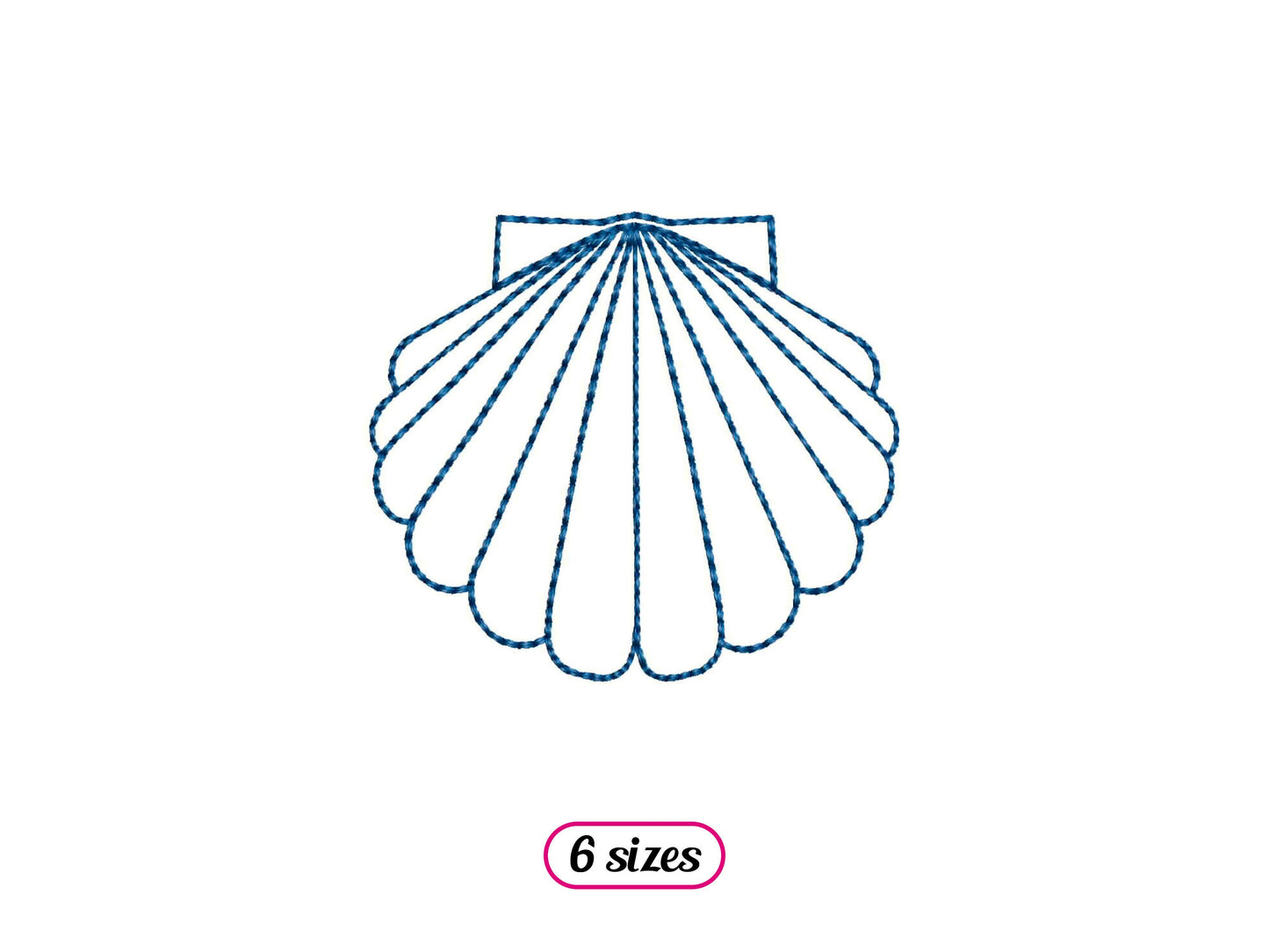Linear Scallop Shell Machine Embroidery design - 6 sizes - INSTANT DOWNLOAD