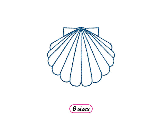 Linear Scallop Shell Machine Embroidery design - 6 sizes - INSTANT DOWNLOAD