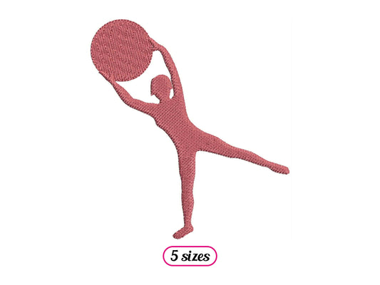 Gym Ball Standing Silhouette Machine Embroidery design - 5 sizes - INSTANT DOWNLOAD