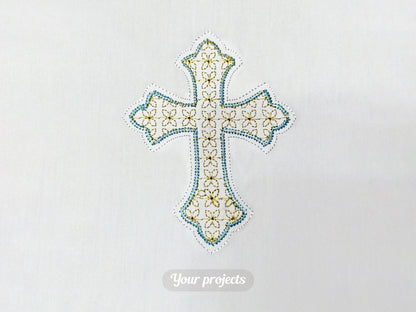 Christian Cross Flower Lace 5x7