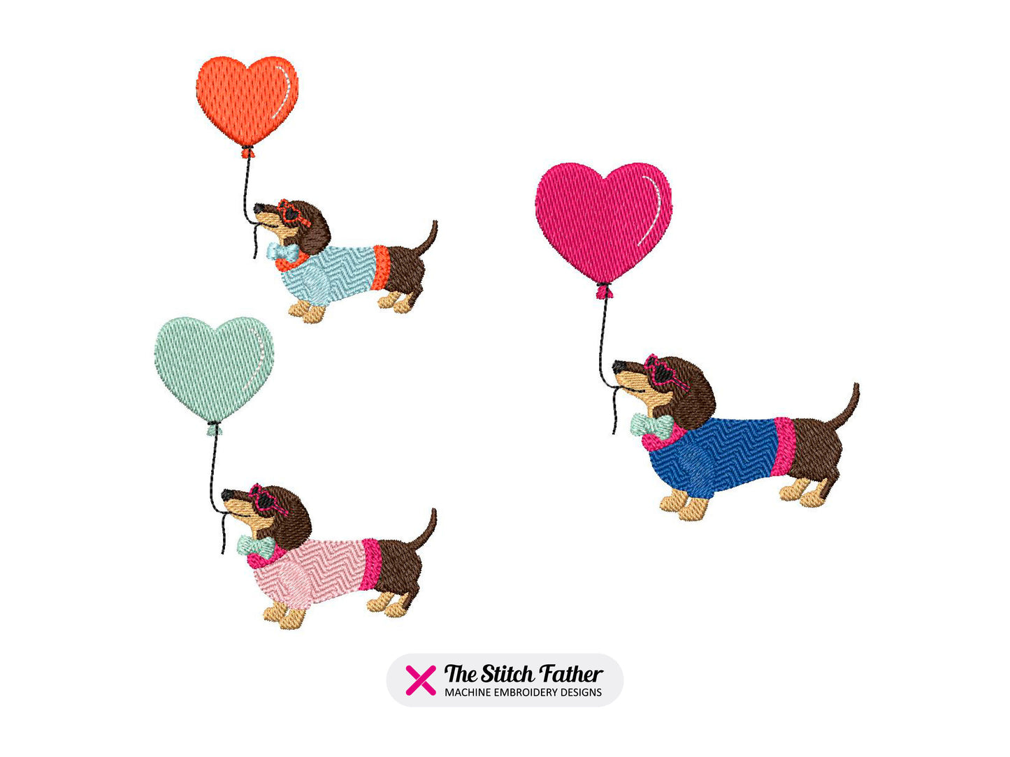 Dachshund with Heart Balloon