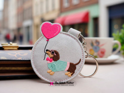 Dachshund with Heart Balloon