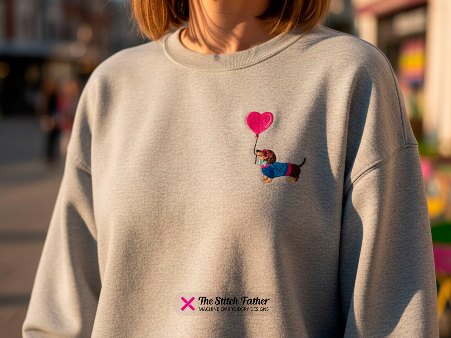 Dachshund with Heart Balloon
