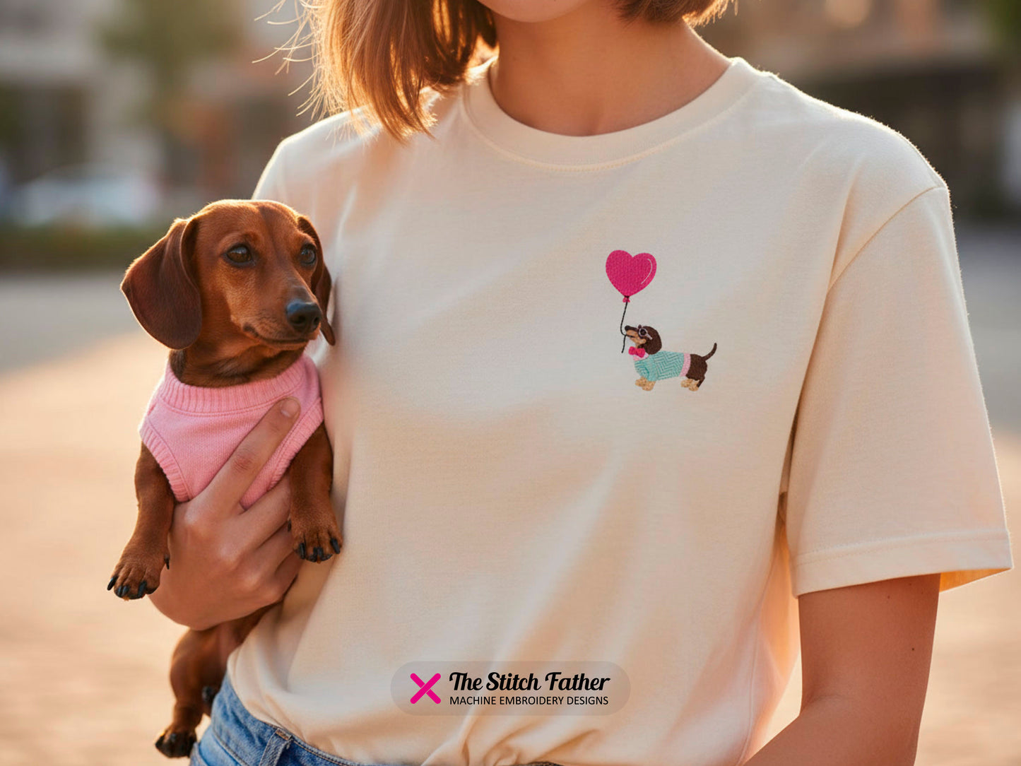 Dachshund with Heart Balloon