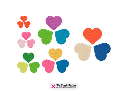 Tricolor Clover with Hearts