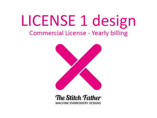 Commercial License - 1 embroidery design / 1 year Subscription