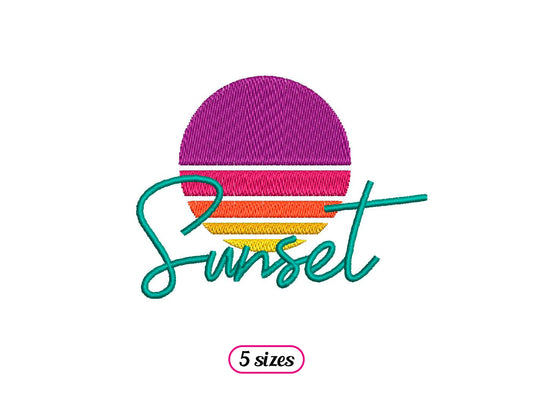 Sonnenuntergang Retro Logo