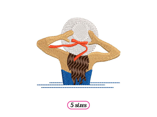 Swimmer Holding her Hat