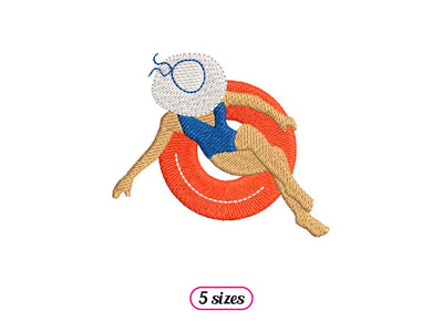 Retro Lady on Swim Ring
