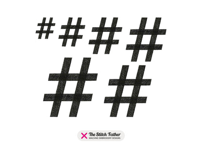 Hashtag Symbol Machine Embroidery design - 6 sizes - INSTANT DOWNLOAD