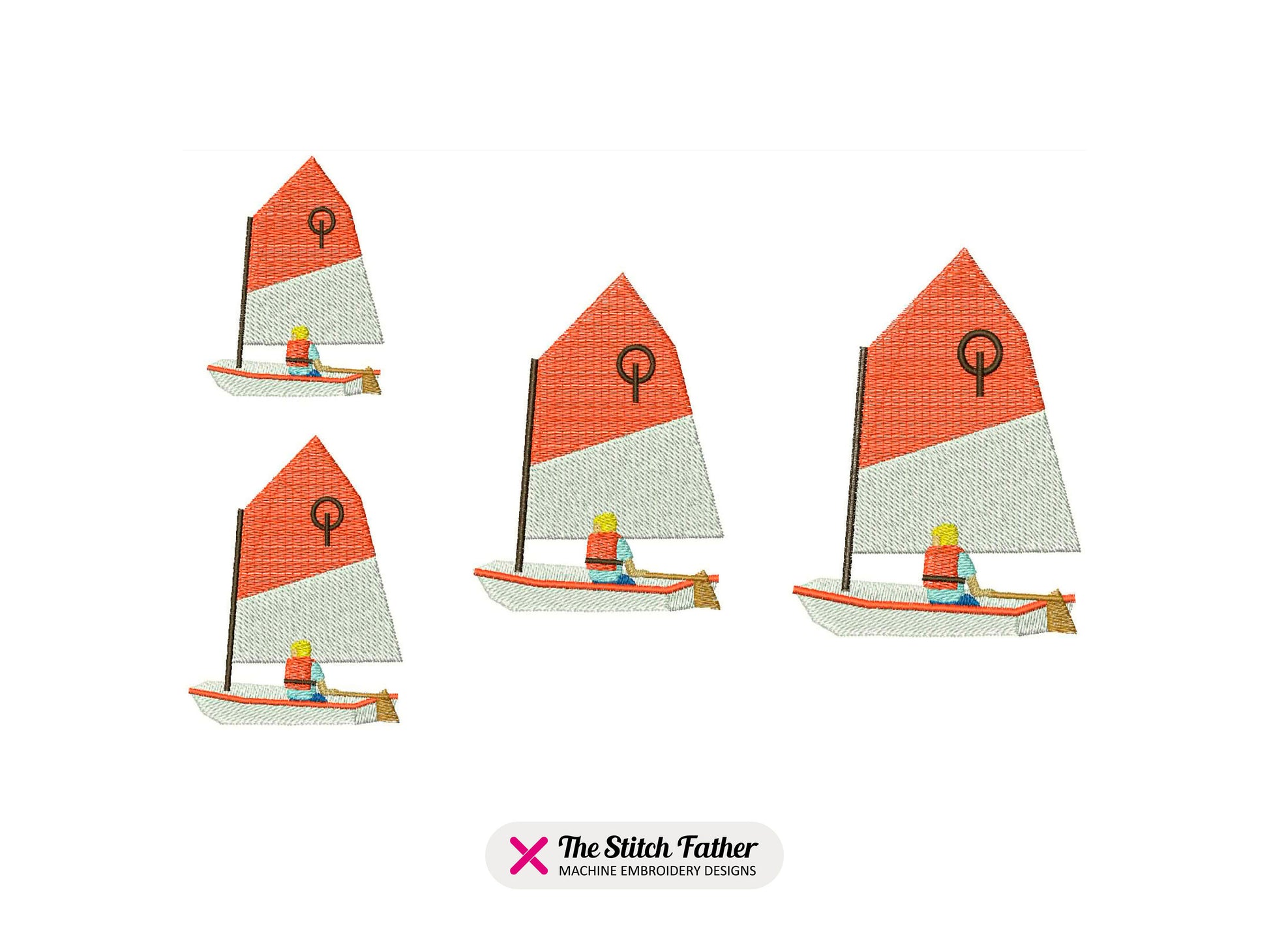Optimist Boat Machine Embroidery design - 4 sizes - INSTANT DOWNLOAD