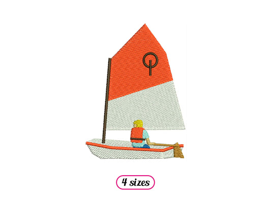 Optimist Boat Machine Embroidery design - 4 sizes - INSTANT DOWNLOAD
