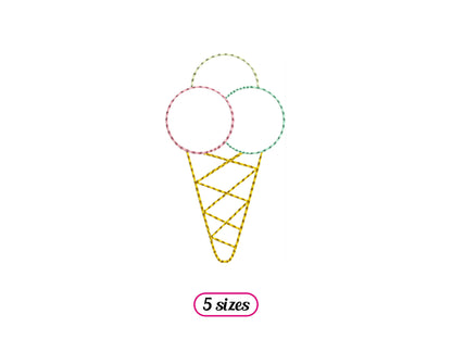 Mini Ice Cream Linear Style Machine Embroidery design - 5 sizes - INSTANT DOWNLOAD