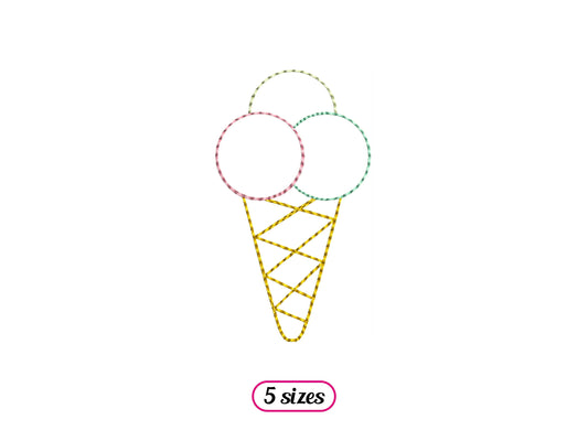 Mini Ice Cream Linear Style Machine Embroidery design - 5 sizes - INSTANT DOWNLOAD